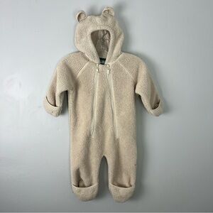 L. L. Bean Cozy Cream Hooded Kids One Piece Teddy Bear Sherpa Fuzzy